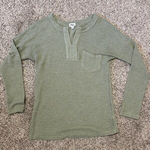 Pulse Olive Waffle Knit Top